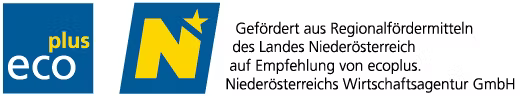 Logos von ecoplus und dem Land Niederösterreich zur Kennzeichnung der Regionalförderung